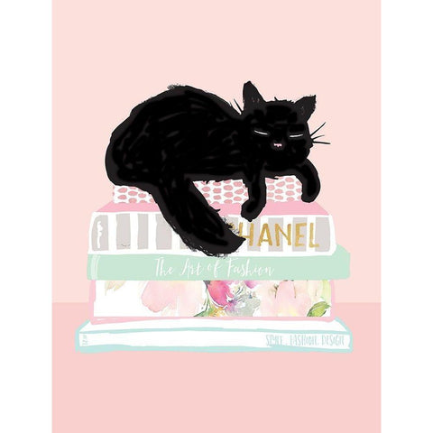 Cat Nap Black Modern Wood Framed Art Print by Dos Santos, Bella