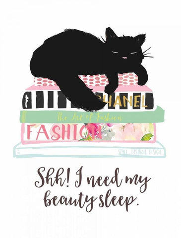 Beauty Sleep White Modern Wood Framed Art Print with Double Matting by Dos Santos, Bella