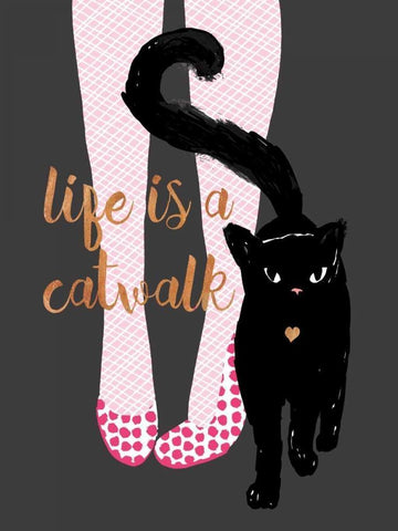 Catwalk White Modern Wood Framed Art Print with Double Matting by Dos Santos, Bella