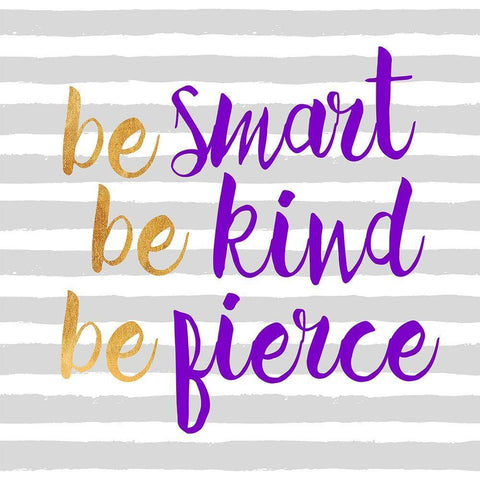 Be Fierce Striped Black Modern Wood Framed Art Print by Dos Santos, Bella