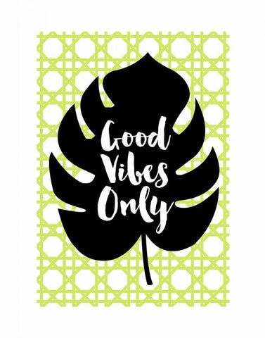 Good Vibes Only Green White Modern Wood Framed Art Print with Double Matting by Dos Santos, Bella
