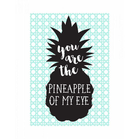 Pineapple of My Eye Aqua Black Modern Wood Framed Art Print by Dos Santos, Bella