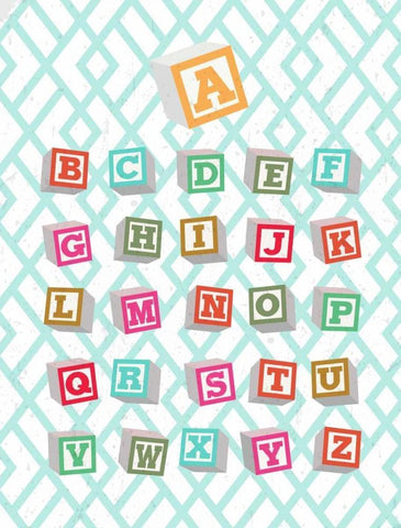 Alphabet Blocks White Modern Wood Framed Art Print with Double Matting by Dos Santos, Bella