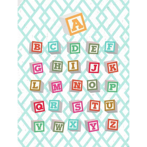 Alphabet Blocks Black Modern Wood Framed Art Print with Double Matting by Dos Santos, Bella