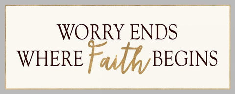 WORRY ENDS WHERE FAITH BEGINS Black Ornate Wood Framed Art Print with Double Matting by Dos Santos, Bella