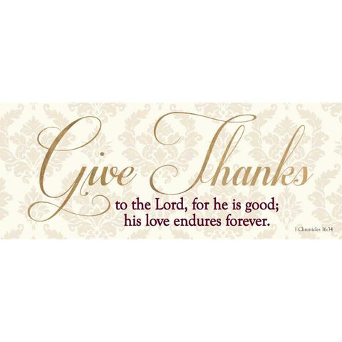 GIVE THANKS Gold Ornate Wood Framed Art Print with Double Matting by Dos Santos, Bella