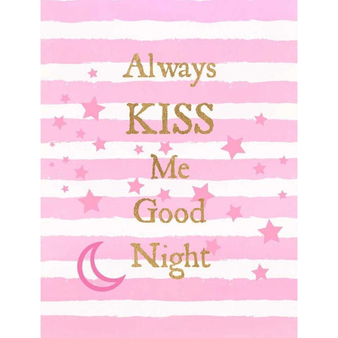 Kiss Me Good Night White Modern Wood Framed Art Print by Dos Santos, Bella