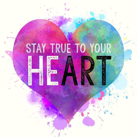 Stay True To Your Heart Black Modern Wood Framed Art Print with Double Matting by Dos Santos, Bella