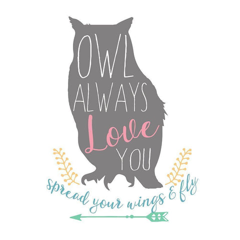 Owl Always Love You, Color Gold Ornate Wood Framed Art Print with Double Matting by Dos Santos, Bella