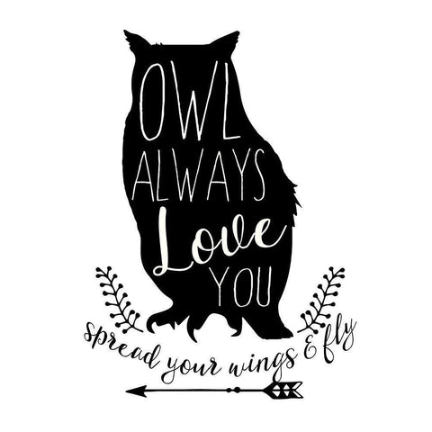 Owl Always Love You White Modern Wood Framed Art Print with Double Matting by Dos Santos, Bella