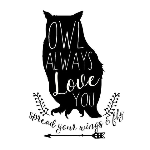 Owl Always Love You Black Modern Wood Framed Art Print with Double Matting by Dos Santos, Bella