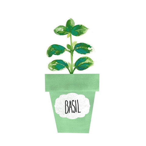 Basil Pot Black Modern Wood Framed Art Print by Dos Santos, Bella