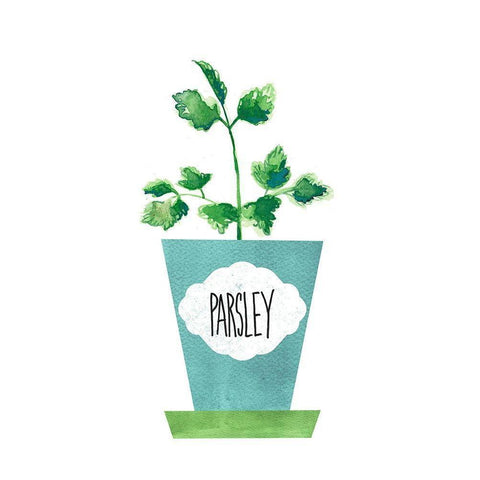 Parsley Pot White Modern Wood Framed Art Print by Dos Santos, Bella