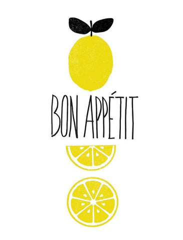 Bon Appetit Lemons White Modern Wood Framed Art Print with Double Matting by Dos Santos, Bella