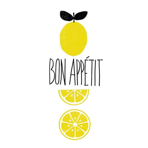 Bon Appetit Lemons Black Modern Wood Framed Art Print with Double Matting by Dos Santos, Bella