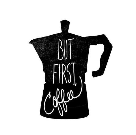 But First, Coffee White Modern Wood Framed Art Print with Double Matting by Dos Santos, Bella