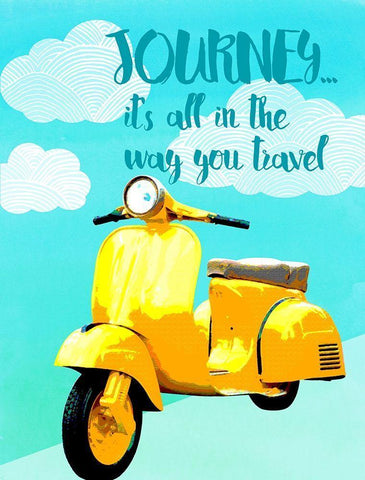 Journey White Modern Wood Framed Art Print with Double Matting by Dos Santos, Bella