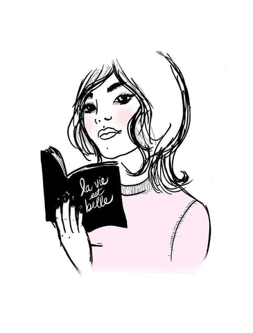Bookish White Modern Wood Framed Art Print with Double Matting by Dos Santos, Bella