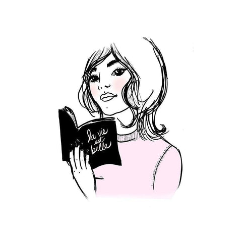 Bookish Black Modern Wood Framed Art Print by Dos Santos, Bella