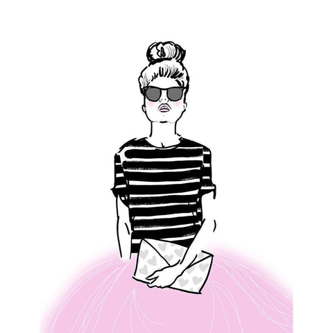 Pretty In Pink White Modern Wood Framed Art Print by Dos Santos, Bella