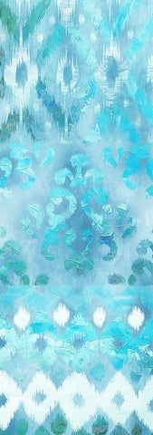 Blue Silk Ikat 3 White Modern Wood Framed Art Print with Double Matting by Dos Santos, Bella