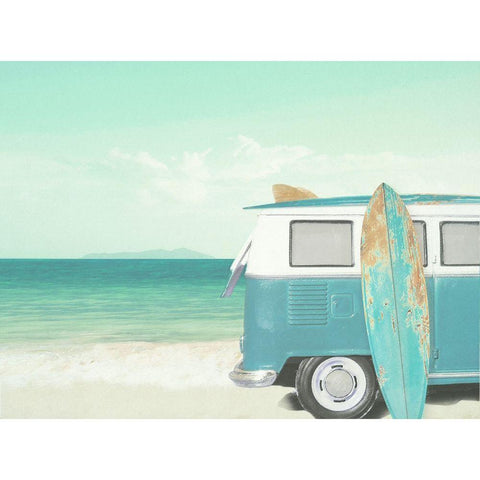 Surfs up Black Modern Wood Framed Art Print with Double Matting by Dos Santos, Bella