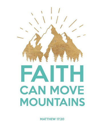 Faith Can Move Montains White Modern Wood Framed Art Print with Double Matting by Dos Santos, Bella