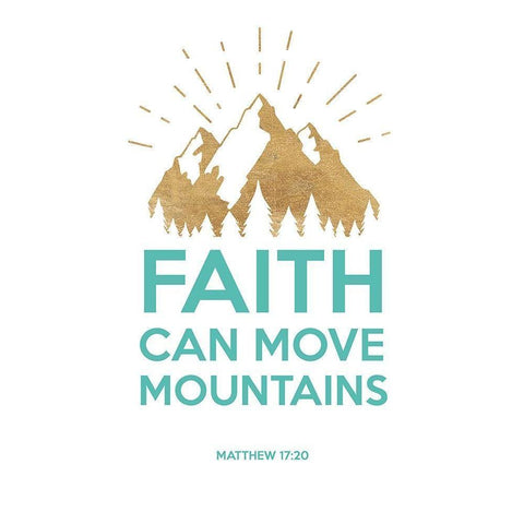 Faith Can Move Montains Black Modern Wood Framed Art Print by Dos Santos, Bella