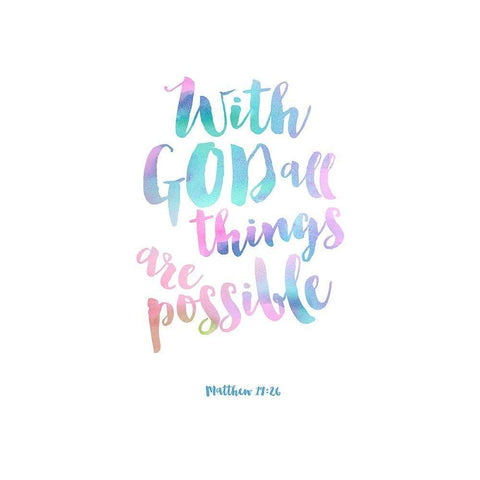 With God All things Are Possible, Pastel Black Modern Wood Framed Art Print with Double Matting by Dos Santos, Bella