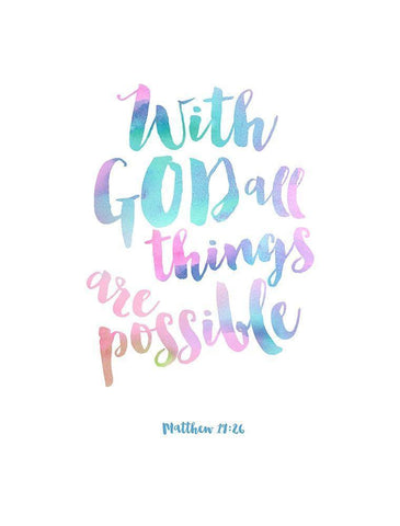 With God All things Are Possible, Pastel Black Ornate Wood Framed Art Print with Double Matting by Dos Santos, Bella