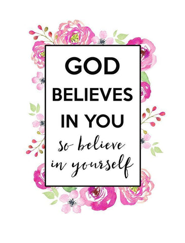 God Believes In You White Modern Wood Framed Art Print with Double Matting by Dos Santos, Bella