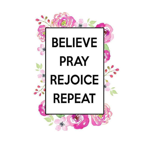 Believe, Pray, Rejoice, Repeat Black Modern Wood Framed Art Print with Double Matting by Dos Santos, Bella