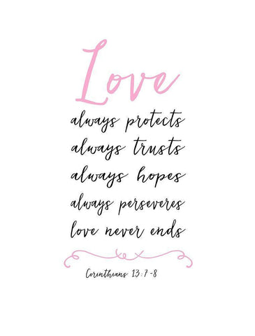 LOVE Never Ends White Modern Wood Framed Art Print with Double Matting by Dos Santos, Bella