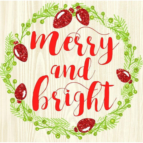 Merry And Bright Gold Ornate Wood Framed Art Print with Double Matting by Dos Santos, Bella