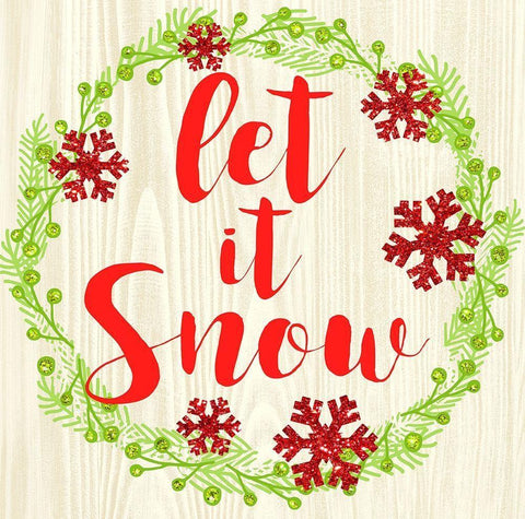 Let It Snow White Modern Wood Framed Art Print with Double Matting by Dos Santos, Bella