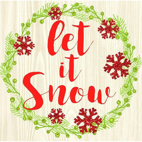 Let It Snow Black Modern Wood Framed Art Print by Dos Santos, Bella