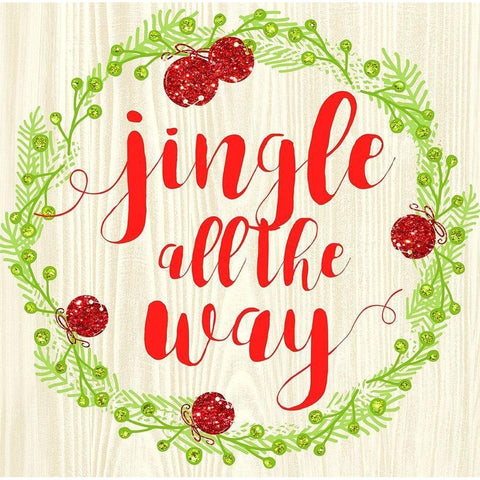 Jingle All The Way Gold Ornate Wood Framed Art Print with Double Matting by Dos Santos, Bella