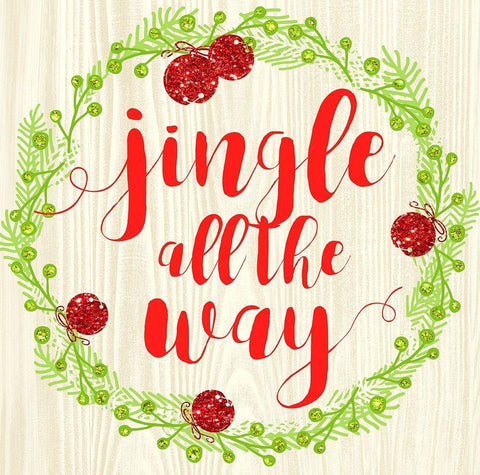 Jingle All The Way White Modern Wood Framed Art Print with Double Matting by Dos Santos, Bella