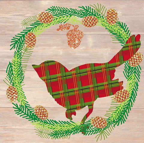 Plaid Cardinal Black Ornate Wood Framed Art Print with Double Matting by Dos Santos, Bella