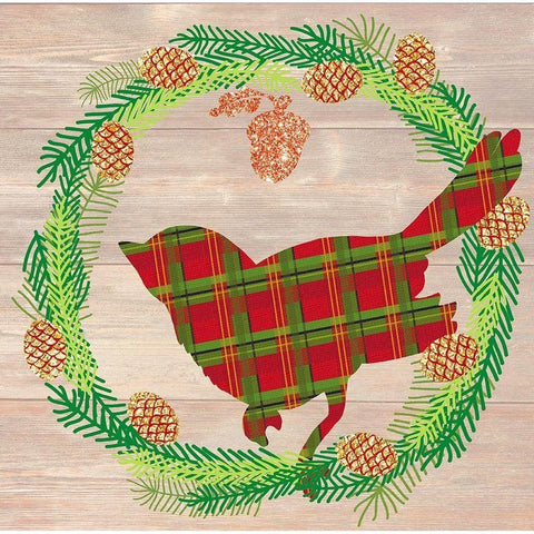 Plaid Cardinal Black Modern Wood Framed Art Print by Dos Santos, Bella