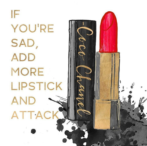 Add More Lipstick Black Ornate Wood Framed Art Print with Double Matting by Dos Santos, Bella