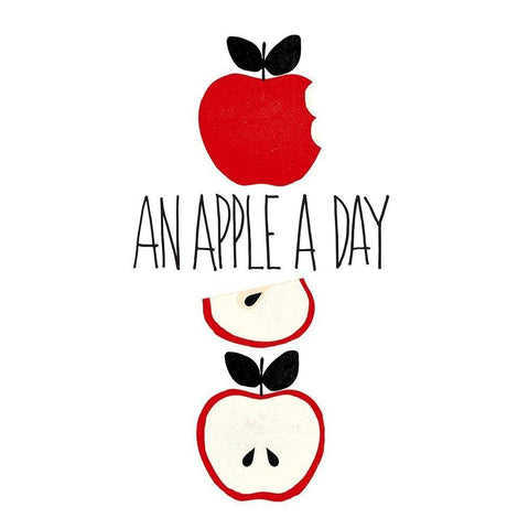 Apple A Day White Modern Wood Framed Art Print by Dos Santos, Bella