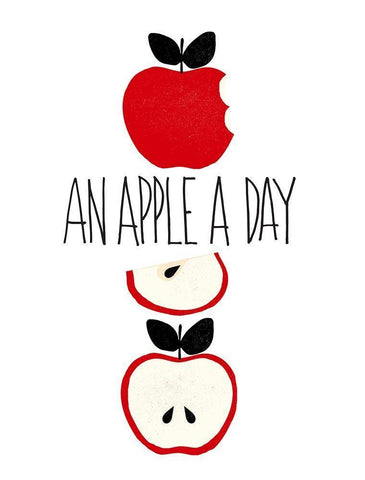 Apple A Day White Modern Wood Framed Art Print with Double Matting by Dos Santos, Bella