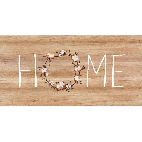 Home, Cotton Wreath Black Modern Wood Framed Art Print by Dos Santos, Bella