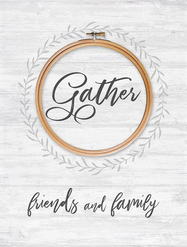 Gather Friends and Family White Modern Wood Framed Art Print with Double Matting by Dos Santos, Bella