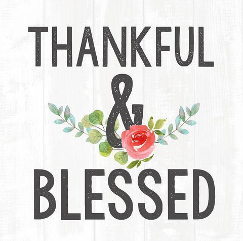 Thankful and Blessed White Modern Wood Framed Art Print with Double Matting by Dos Santos, Bella