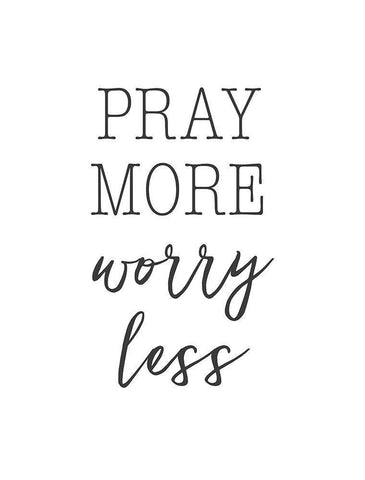 Pray More White Modern Wood Framed Art Print with Double Matting by Dos Santos, Bella