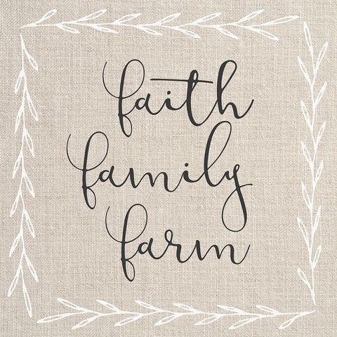 Faith, Family, Farm White Modern Wood Framed Art Print by Dos Santos, Bella