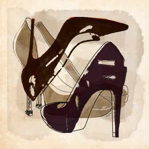 Pop Soles Black Ornate Wood Framed Art Print with Double Matting by York, Katie