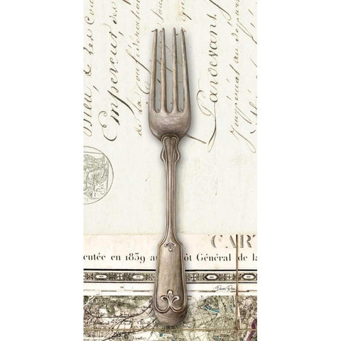 French Cuisine Fork Gold Ornate Wood Framed Art Print with Double Matting by Ross, Devon